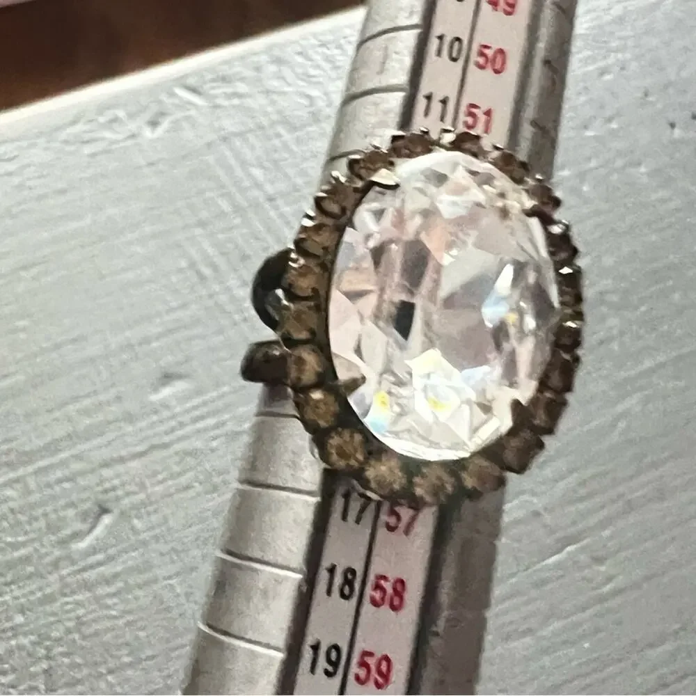 Sorrelli Crystal Brass Tone Ring Size 7 Adjustable